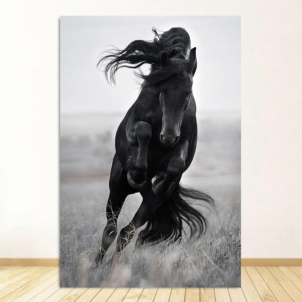 

Черно-белый портрет лошади, постер, печать на холсте, картина с изображением бегущих лошадей, настенное искусство, картина для декора комнаты в фермерском доме 20x30cm