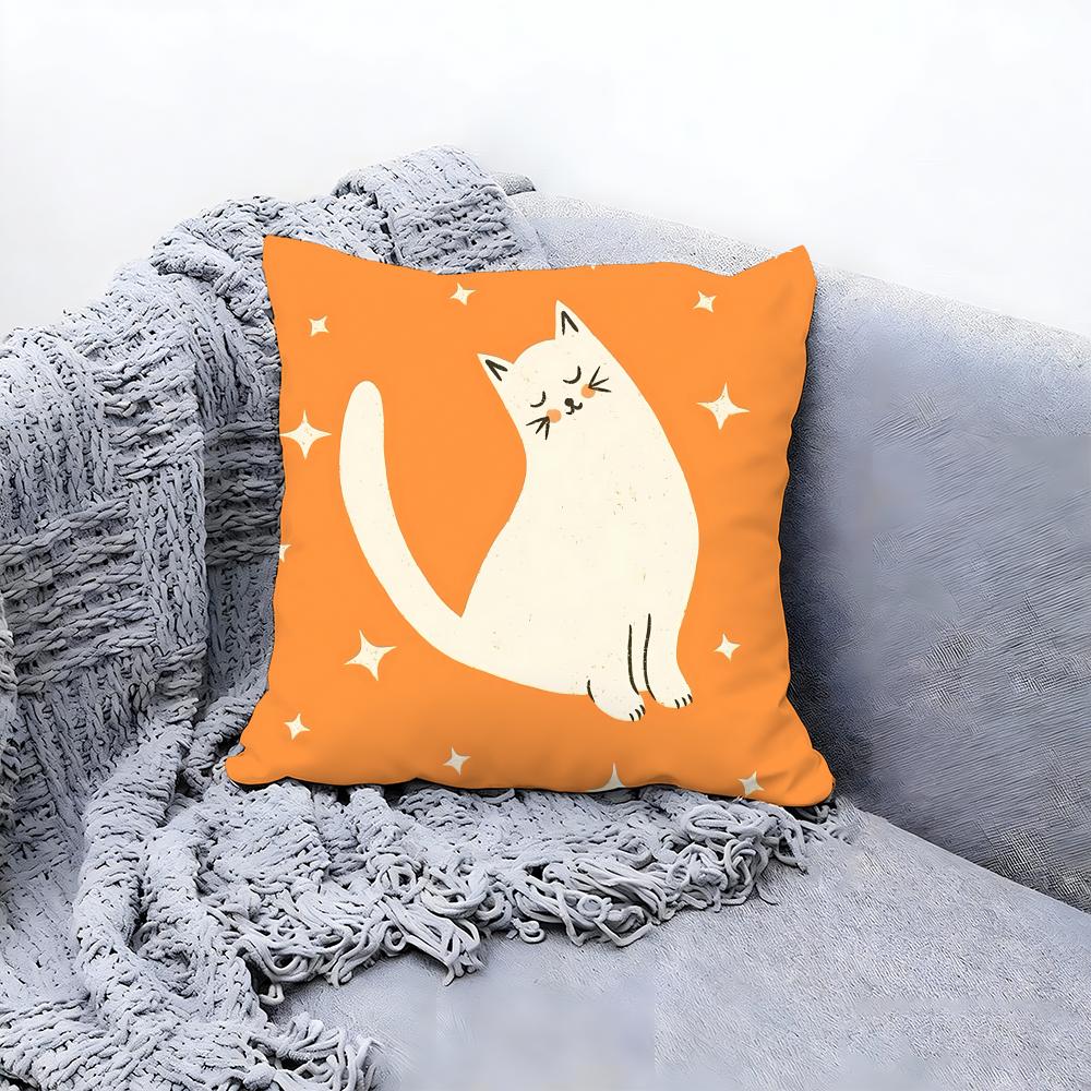 Chubby Cute Orange Cat Cushion Cover Premium Comfort Reversible Pillow Cove Two In One Design for Any Room Car Interior