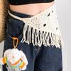 Hollowing Out Knitted Butt Flap Bohemian Tassel Hip Apron Fashion Knitted Back Flap  Photo Props