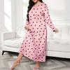 Kvinnor Plus Size Lång Sovklänning Hjärttryck Långärmad Sovkläder Nattlinne Höst Lös Nattskjorta Mysiga Loungewear