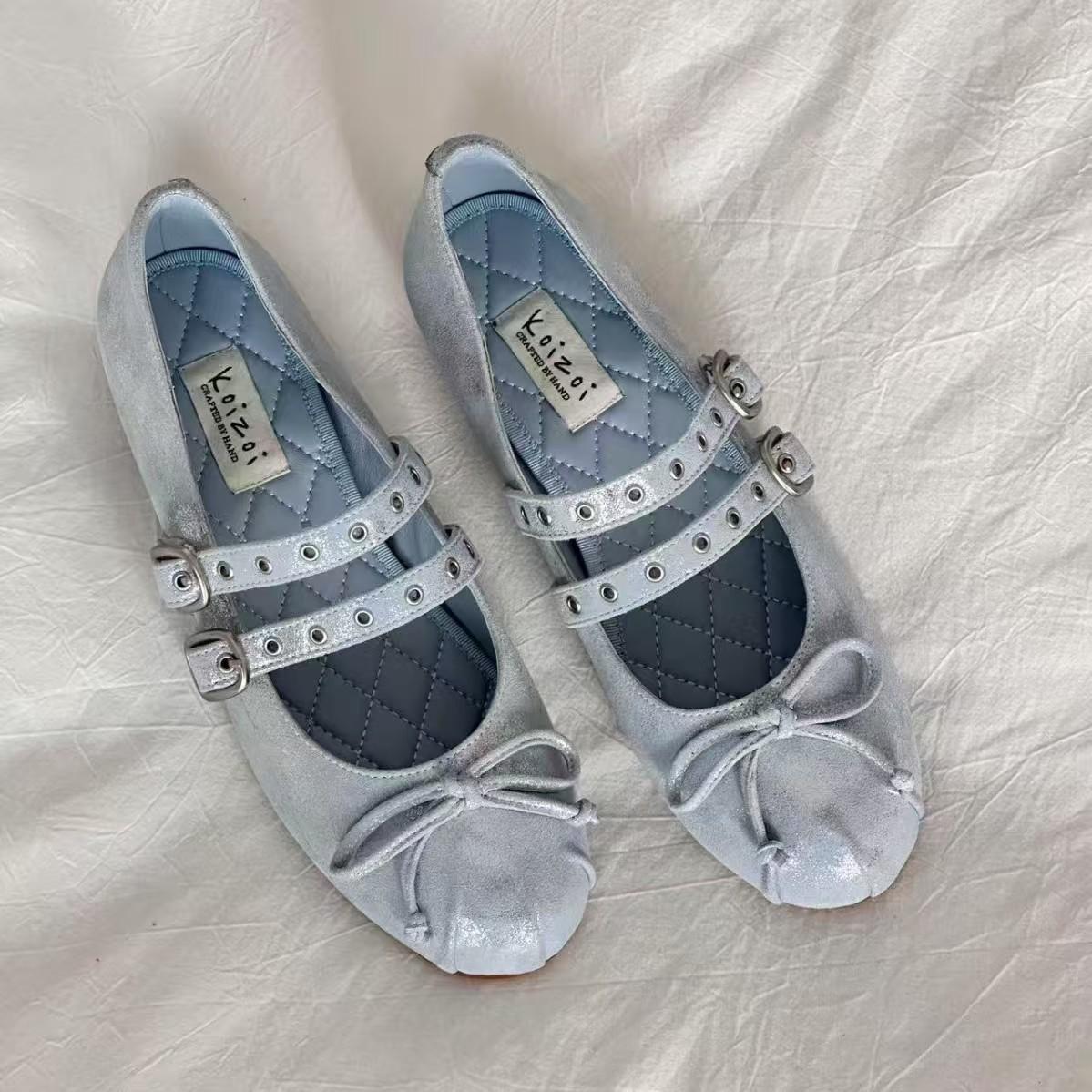 

Cashmere version~ Suede bow ballet shoes women s flat bottom with Mary Jane shoes retro shallow mouth single shoes 40