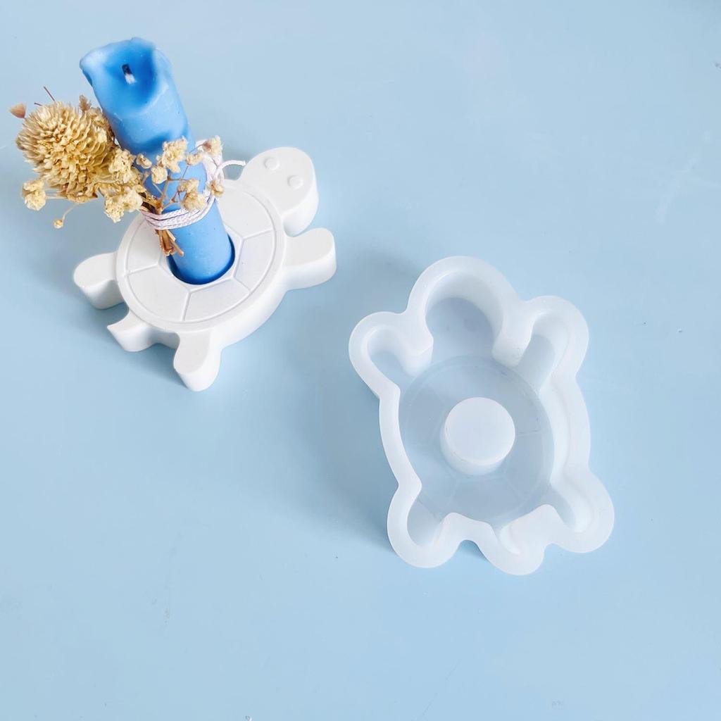 Little Turtle Candle Holder Mold Aromatherapy Long Candle Holder Plaster Molds Drip Molds