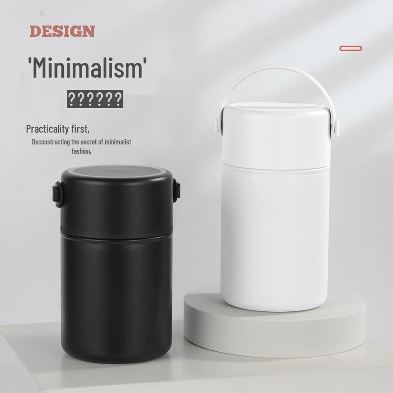 304 Stainless Steel Double-Layer Vacuum Insulated Thermal Flask and Lunch Box, 1050ML