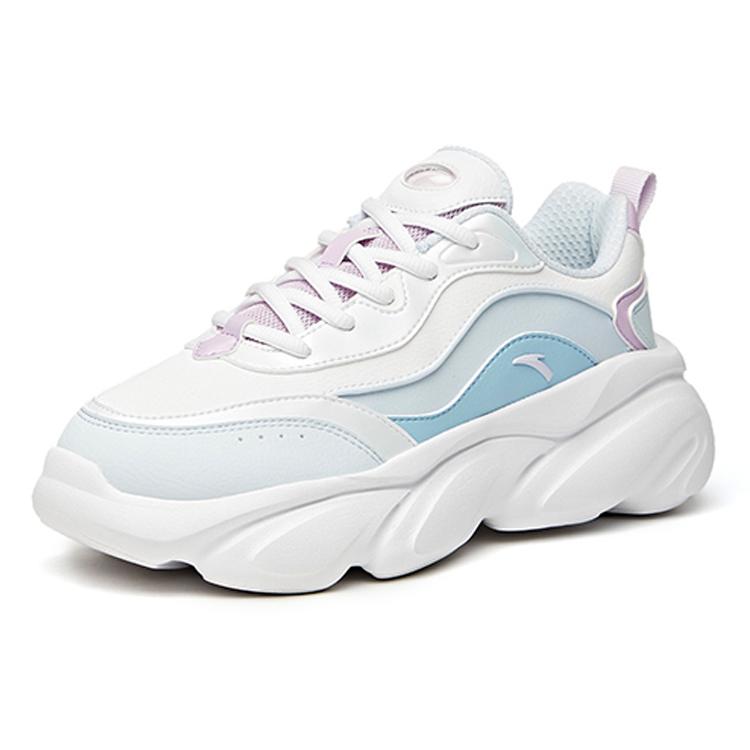 Anta Cat Paw Casual Cushioning Slip Resistant Abrasion Resistant Coverage Low Top Chunky Sneakers Women's White Blue 922048894-2