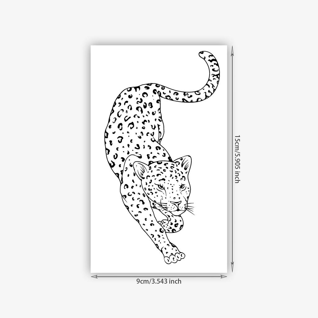 Minimalist Lines Leopard Tattoo Sticker Cold Lazy Waterproof Lasting Waist, Abdomen, Side Waist Exquisite Animal Pattern