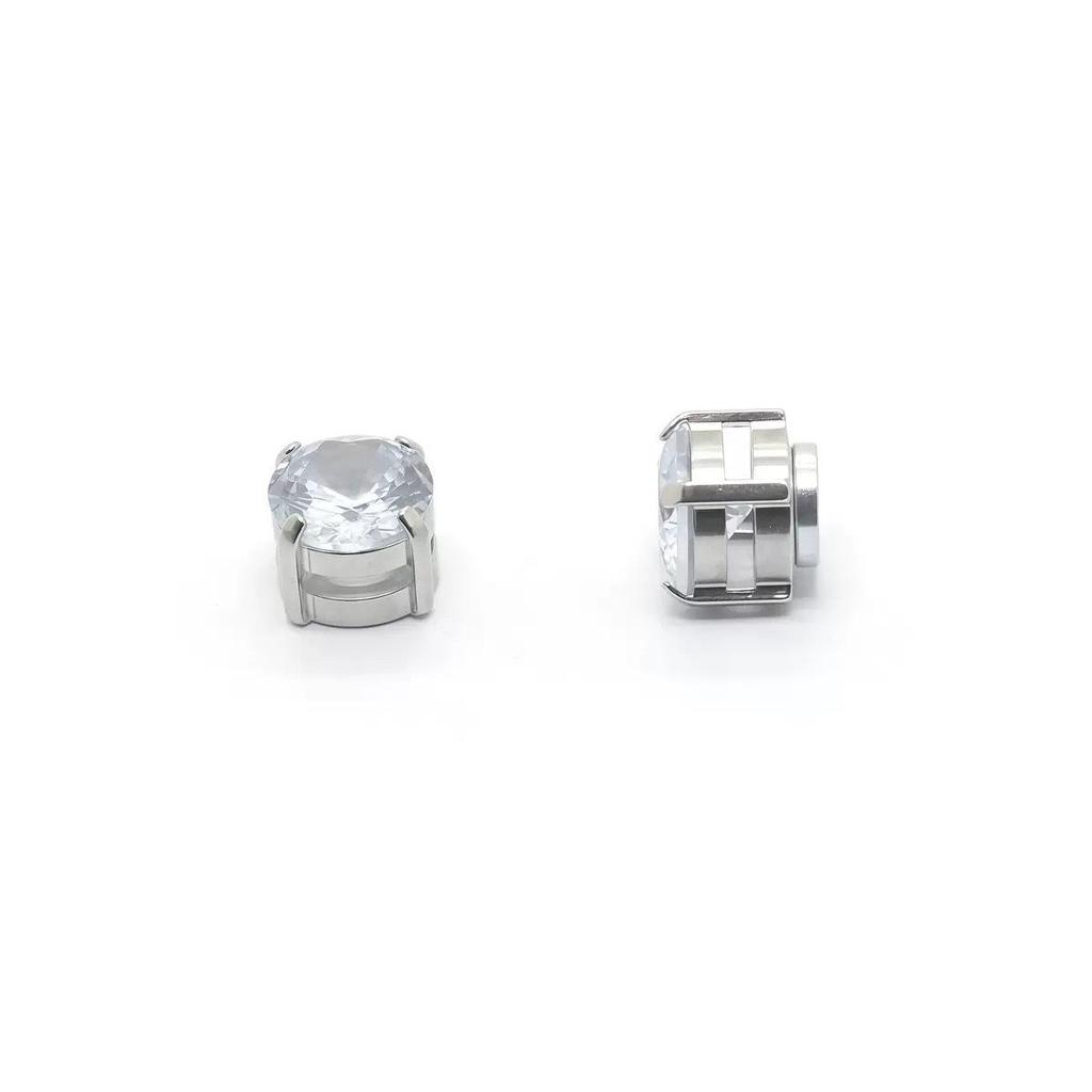 Zirconia Magnetic Ear Clips | No Piercing Faux Stud Earrings for Couples In Stainless Steel