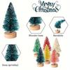 12er-Pack Mini-Künstliche Weihnachtsbäume mit Holzsockel - Tisch-Flaschenbürstenbäume für DIY-Basteln und Feiertags-Heimdekoration