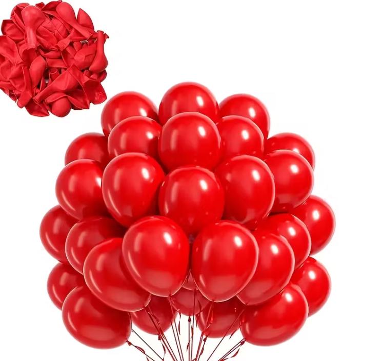 Latex Balloons 5-inch Set of 50 Pcs Approx. 20 Cm Red - Celebration Decoration