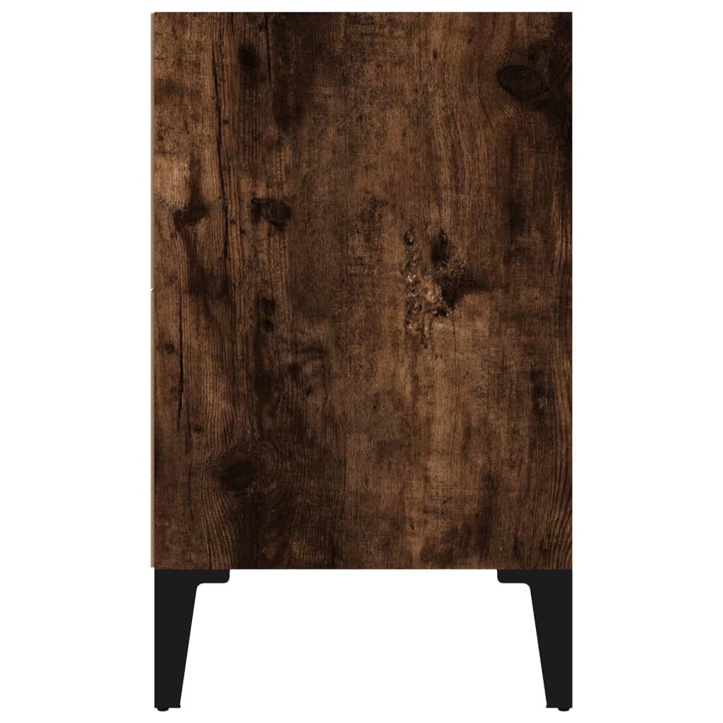 Nightstand with Metal Legs Smoked Oak Finish 40 X 30 X 50 Cm
