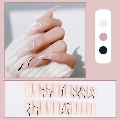 1 Set Full Fake Nails Nail Art Accessories Detachable Wearable French Fake Nails Manicure Decals Patch