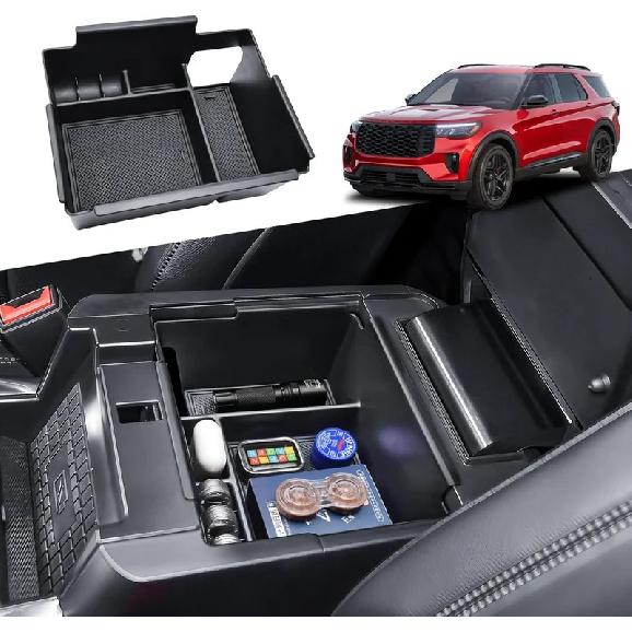 Pour 2025 2024 Organisateur de console centrale Ford Explorer Boîte de rangement pour accoudoir Plateau Accessoires de rangement intérieur