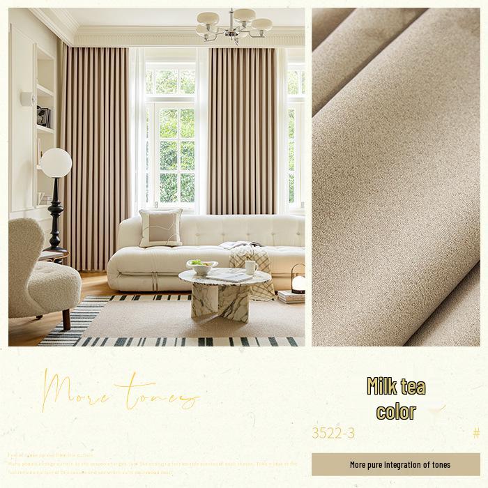 

Скандинавские французские шторы из шенилла премиум-класса для молочного чая: Ультразащита от солнца и теплоизоляция для гостиной/Затенение для эркерных окон в японской спальне Hook Processing/m (includes four claw hooks)