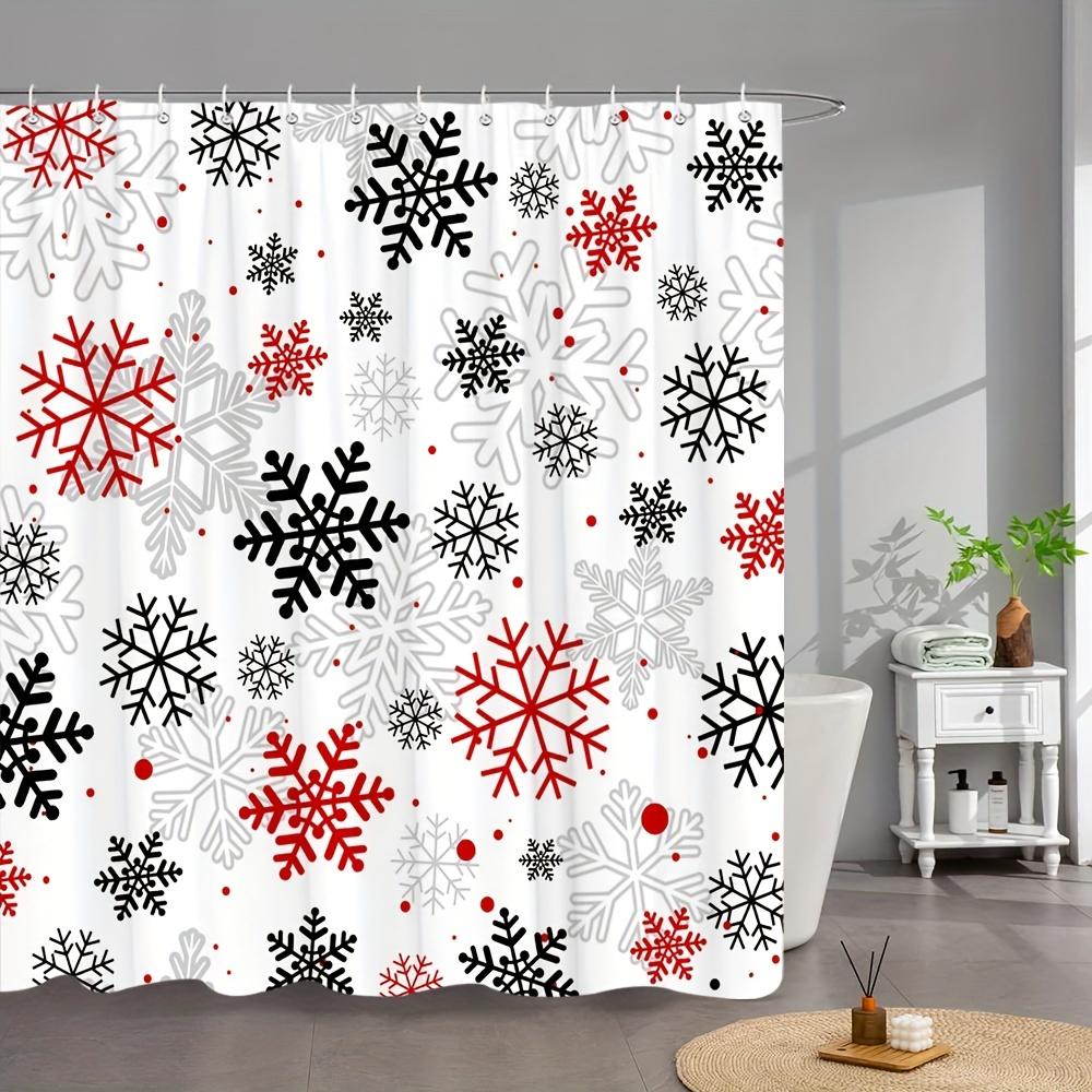 

A Festive Snowflake Shower Curtain: Bring The Joy Of The Holidays Into Your Bathroom With This Cheerful Design Featuring W60H190(CM)-1 Pcs