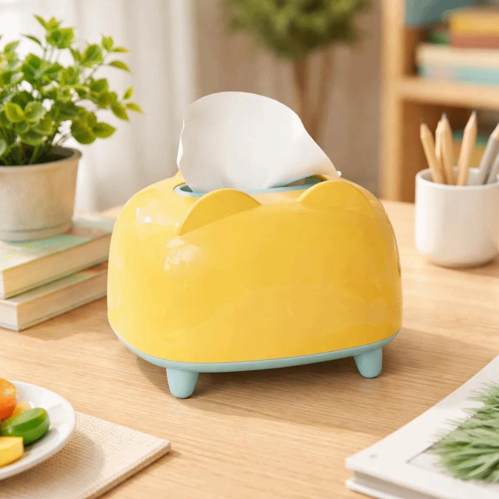 Modern Dopamine Desktop Tissue Box Plastic Multi-functional Tissue Storage Box Decorative Stable Napkin Dispenser Bedroom