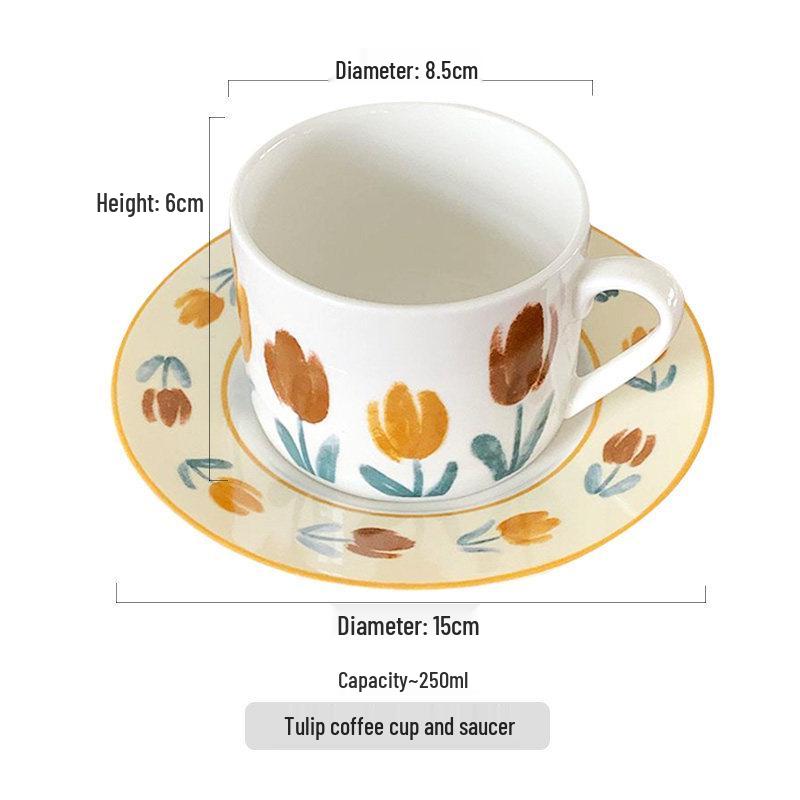 Exquisite Retro Ceramic Coffee Cup & Saucer - Creative Pottery Latte Art Mug 300ml