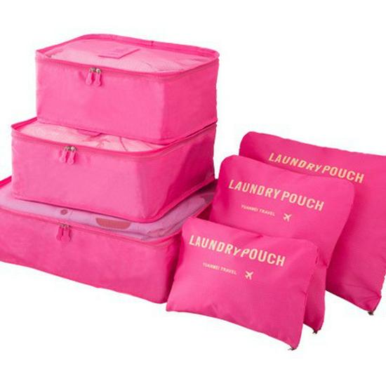 6-Piece Travel Toiletry & Clothing Storage Set with Document Bag