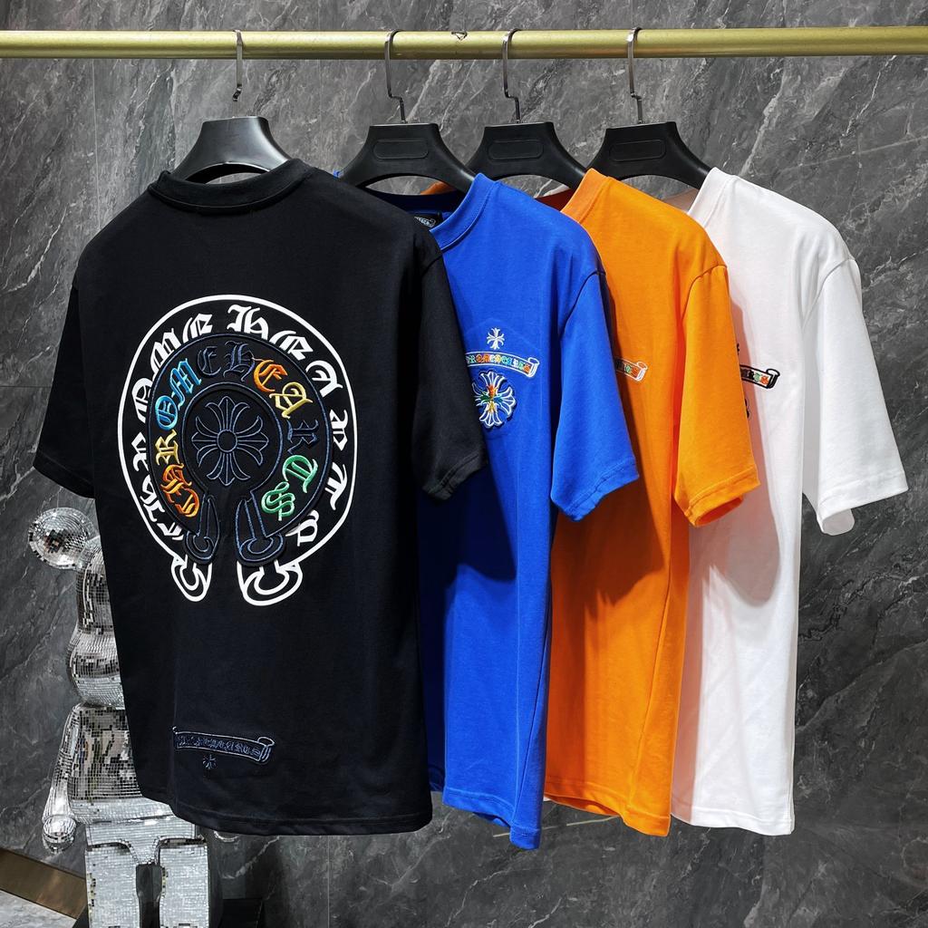 8719 CHROME HEARTS 2025 Verano Nueva Camiseta de Algodón de Alta Calidad con Cuello Redondo Suelta de Talla Grande para Hombre y Mujer Camiseta para Pareja