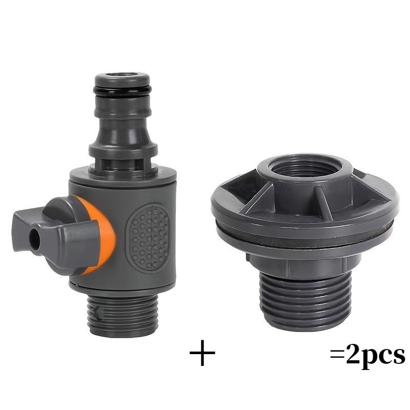 2 Pezzi Adattatore per Barile d'Acqua in PVC/IBC, Adattatore per Serbatoio d'Acqua con Valvola, Kit Connettore per Raccolta Acqua Piovana a Installazione Rapida, Connettore Filettato Esterno