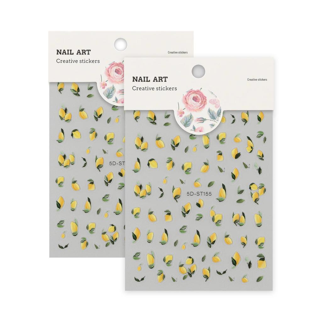 5D Embossed Lemon Nail Art Stickers - Thin, Close-Fitting, Three-Dimensional Designs