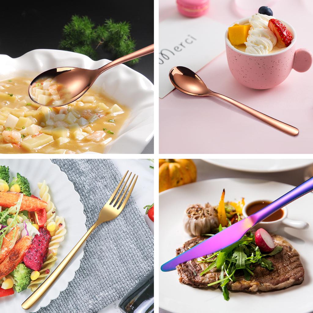 410 Stainless Steel Tableware Set 20-piece Set Knife Fork Spoon Tableware Gold YSH-46-20PS