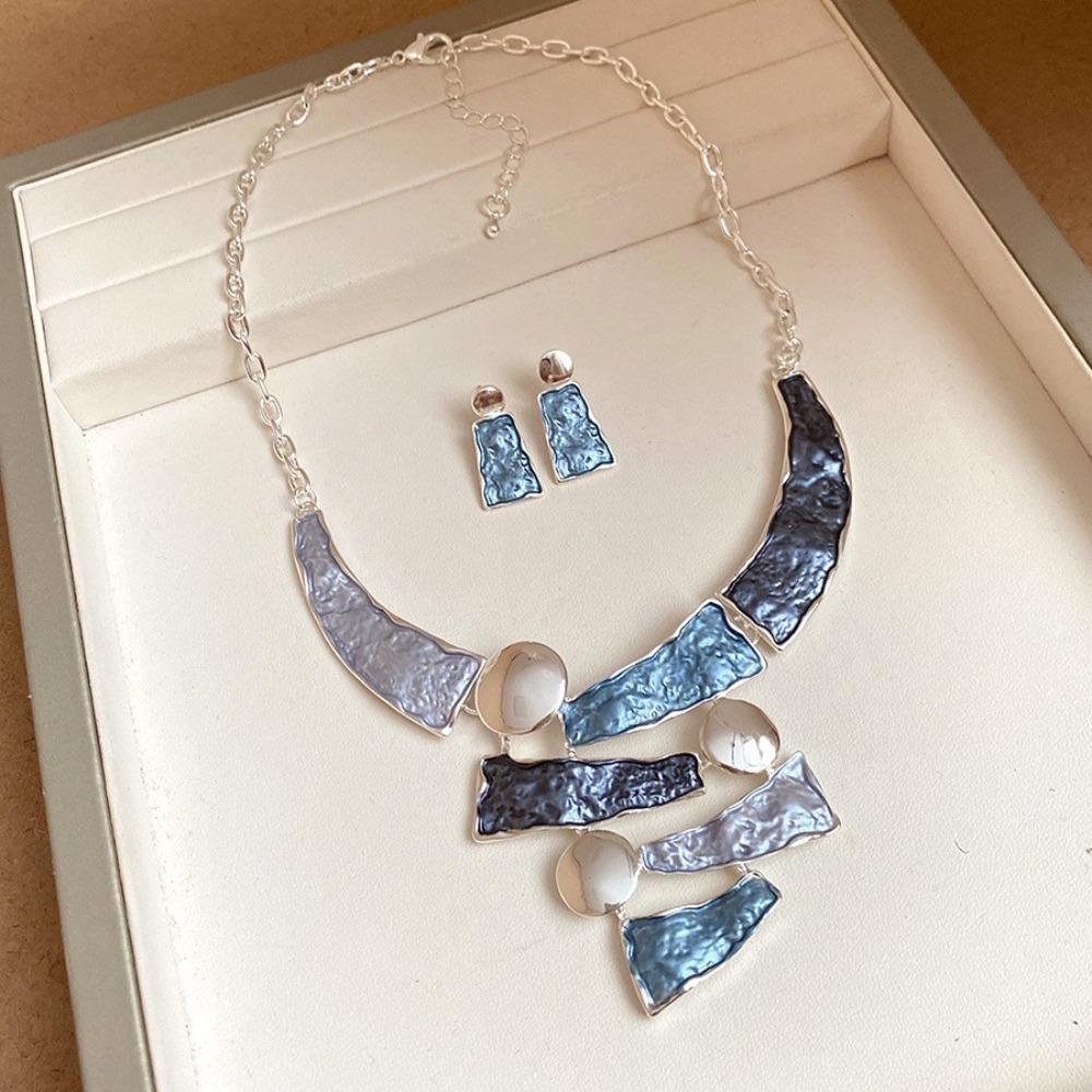 Geometric Line Women's Necklace Earring Set Collarbone Chain Multi Color Jewelry Set  Party