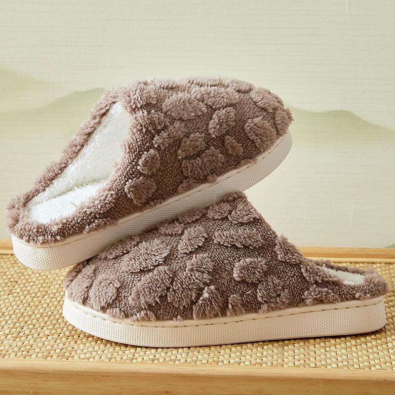 Damen Step-on-Cloud Frosted Plüsch Hausschuhe - Warme Baumwolle für Drinnen/Draußen