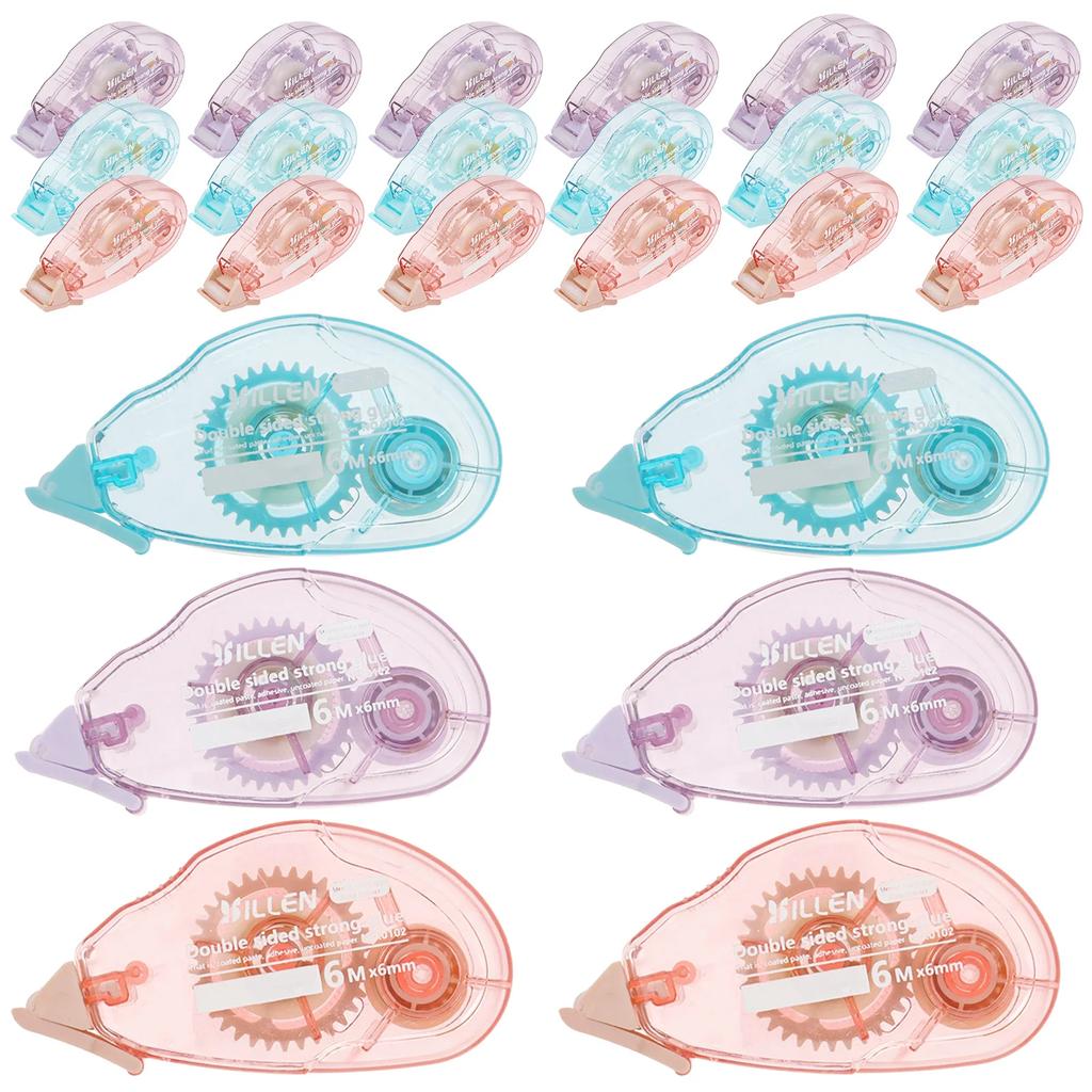 24 Packs Glue Tape Roller Double Sided Adhesive Tape Dispenser Scrapbooking Supplies 6m x 6mm for Cards Journaling Gift Wrapping