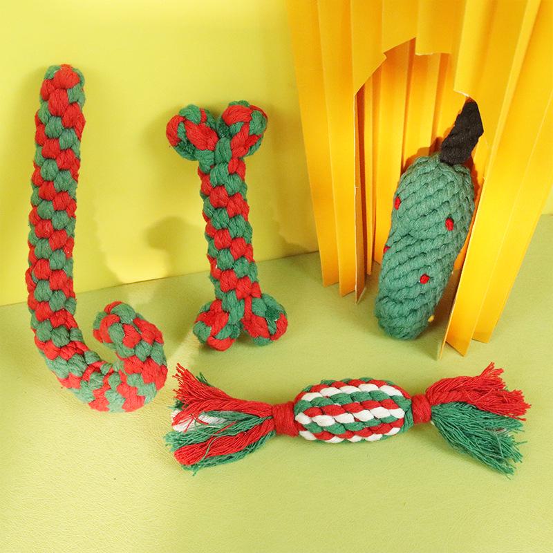 Weihnachts Baumwollseil Hundespielzeug - Bissfestes Molares für Kleine/Mittelgroße Hunde