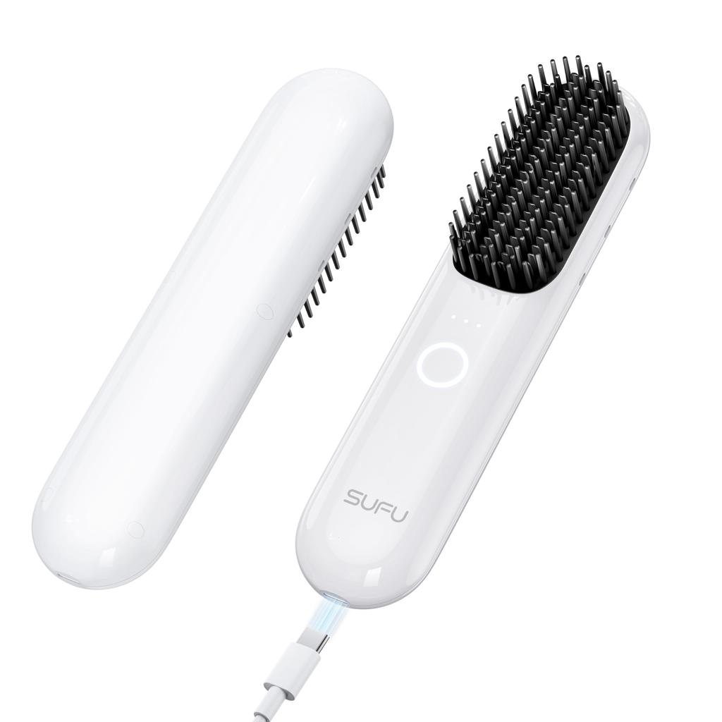 Wireless Straightening Brush and Iron Comb for Keratin Wireless Dual Motors and 200 Million Negative Compact and Perfect for Travel Women, 30-second