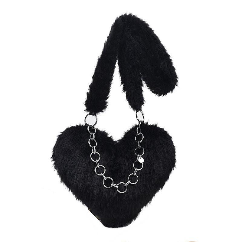 Special-shaped Love Bag Women's New Imitation Fox Fur Armpit Western-style All-matching Single-shoulder Chain