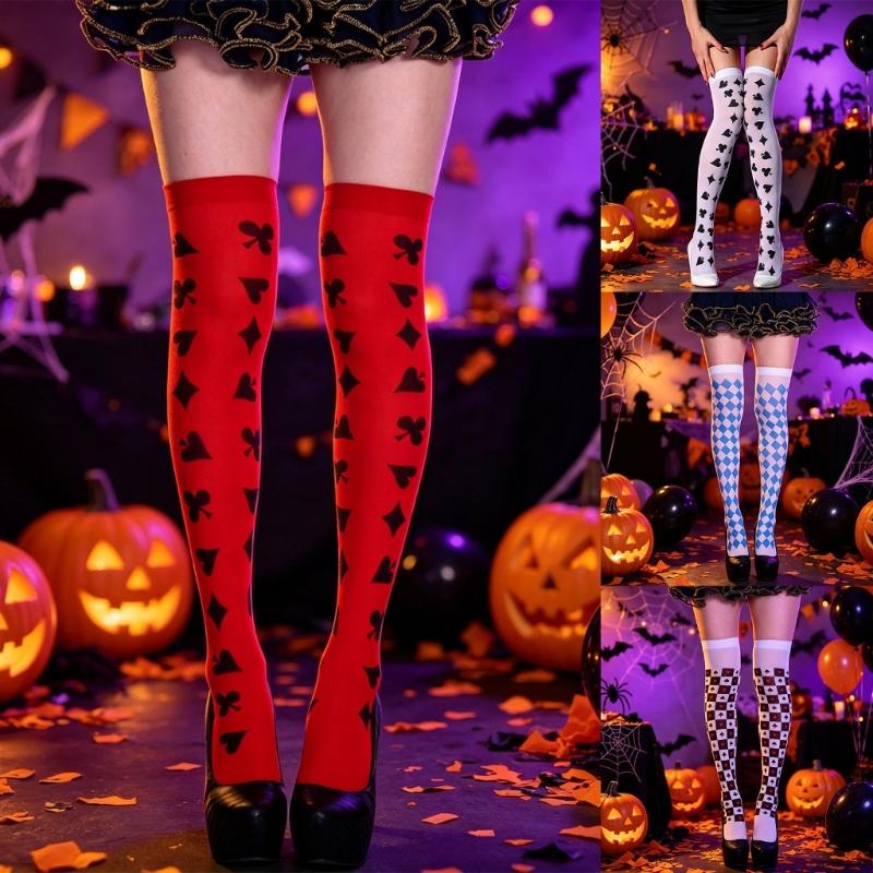 Bas Cuissardes pour Femmes pour Cosplay et Tenues d'Halloween, Chaussettes Douces Extensibles au-dessus du Genou pour Fêtes