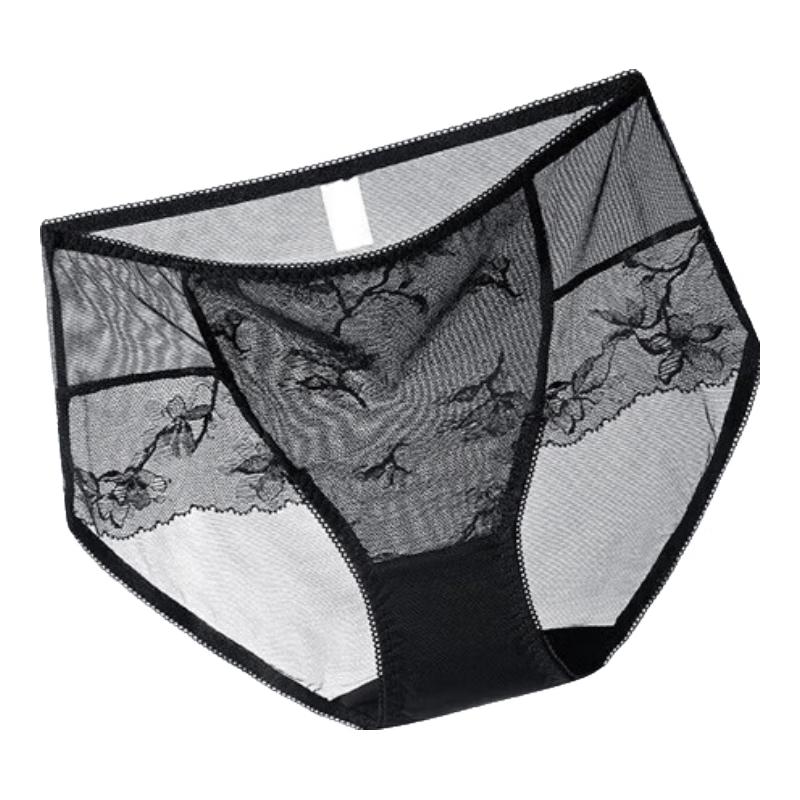 

Audifen Women s Ultra-Thin Lace Embroidered Mid-Waist Briefs 2-Pack XL