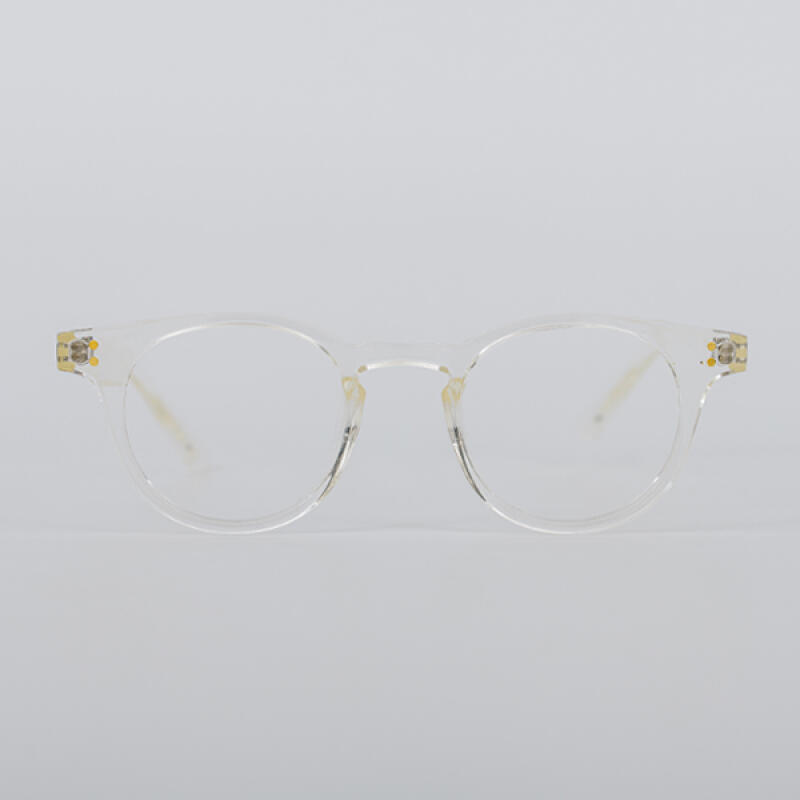 SBKA Icon-C02 Transparent Round Horn-Rimmed Glasses (Blue Light Blocking)