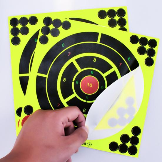 10Pcs Shooting Target Papers Self Adhesive Good Impact Blasting Effect Exquisite Pattern Multiple-holes Highly Visibility Shooting Practice 4 Styles