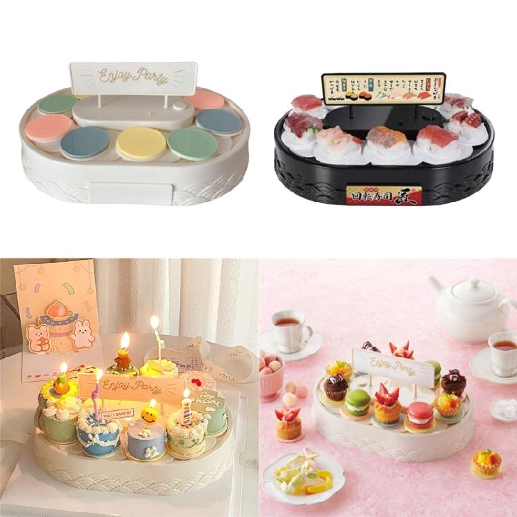 Automatic Rotating Dessert Display Stand Rotary Sushi Machine Party Decoration