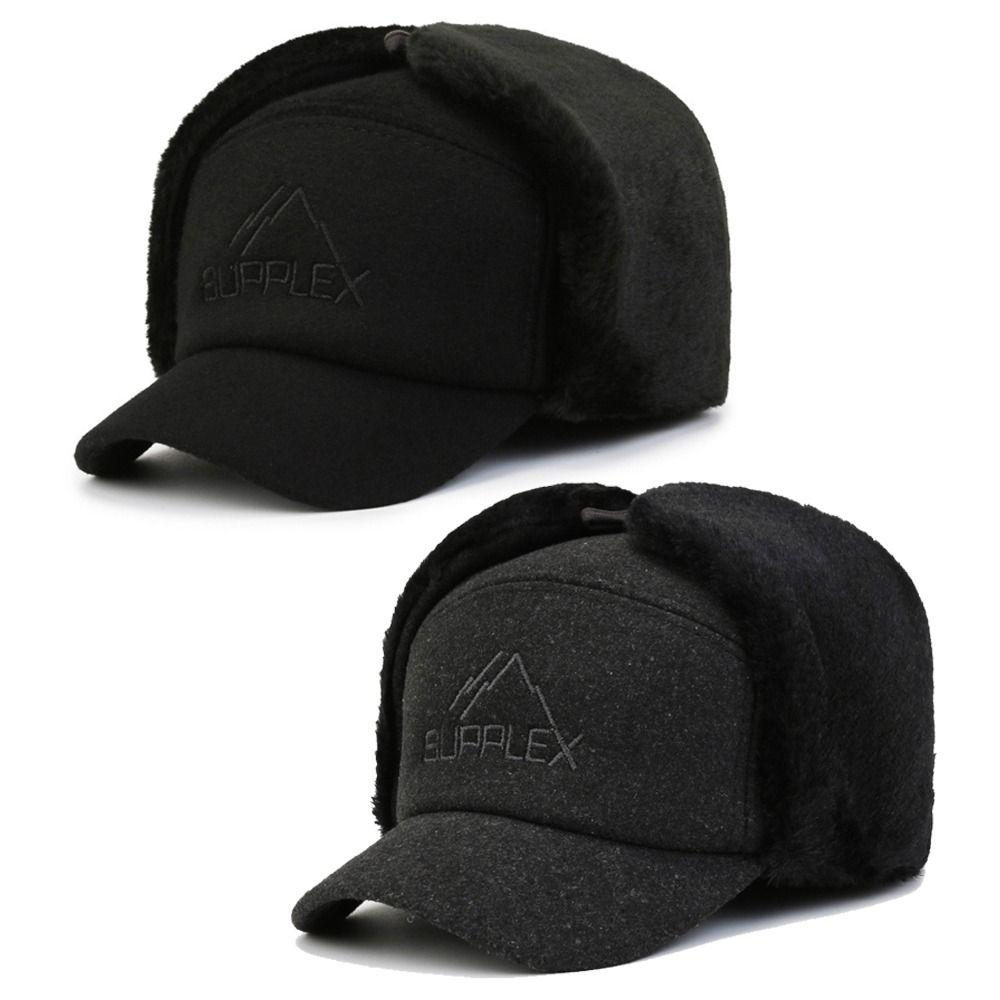 Bomull Plysch Vinter Herrhatt Vindtät Öronlappar Mössor Skidtillbehör Päls Öronlappsmössa Äldre