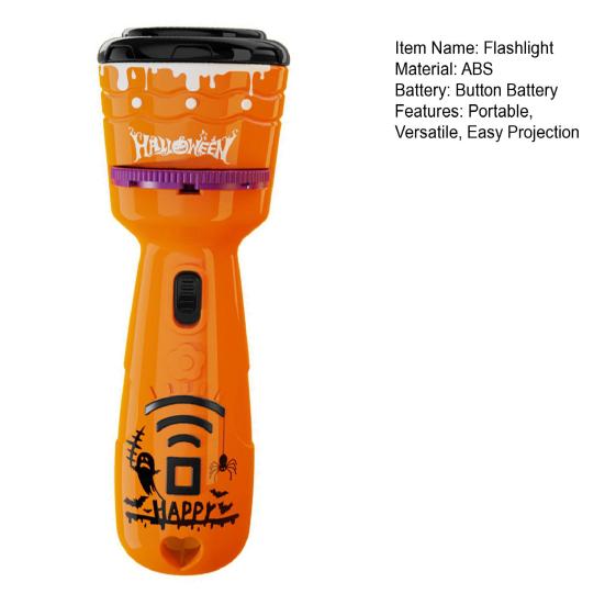 Halloween Projection Flashlight Portable 2-In-1 Projector Lamp Different Image Projection Toys Easy To Use Gift for Kids