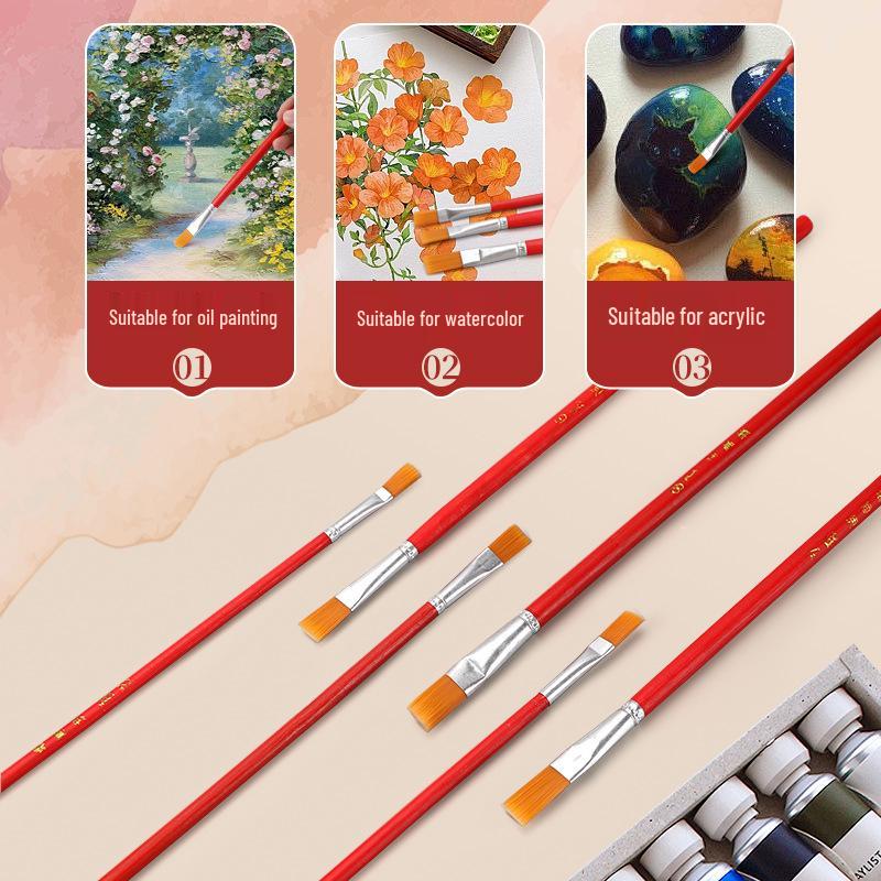 Nylon Brush Set for Oil, Watercolor, Gouache, Calligraphy & Painting