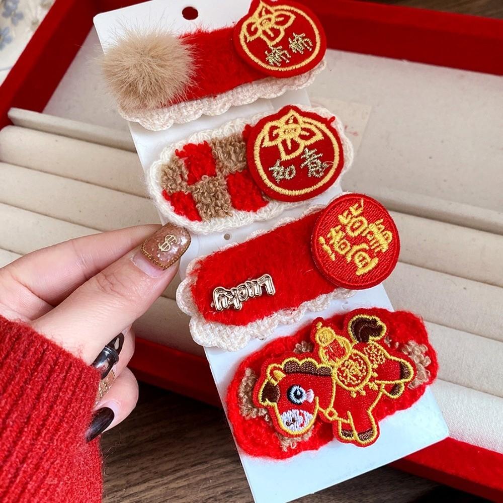 Hair Clip Chinese Yuanbao Horse Hairpin Hanfu New Year Red Hairpin  Horse New Year Gift