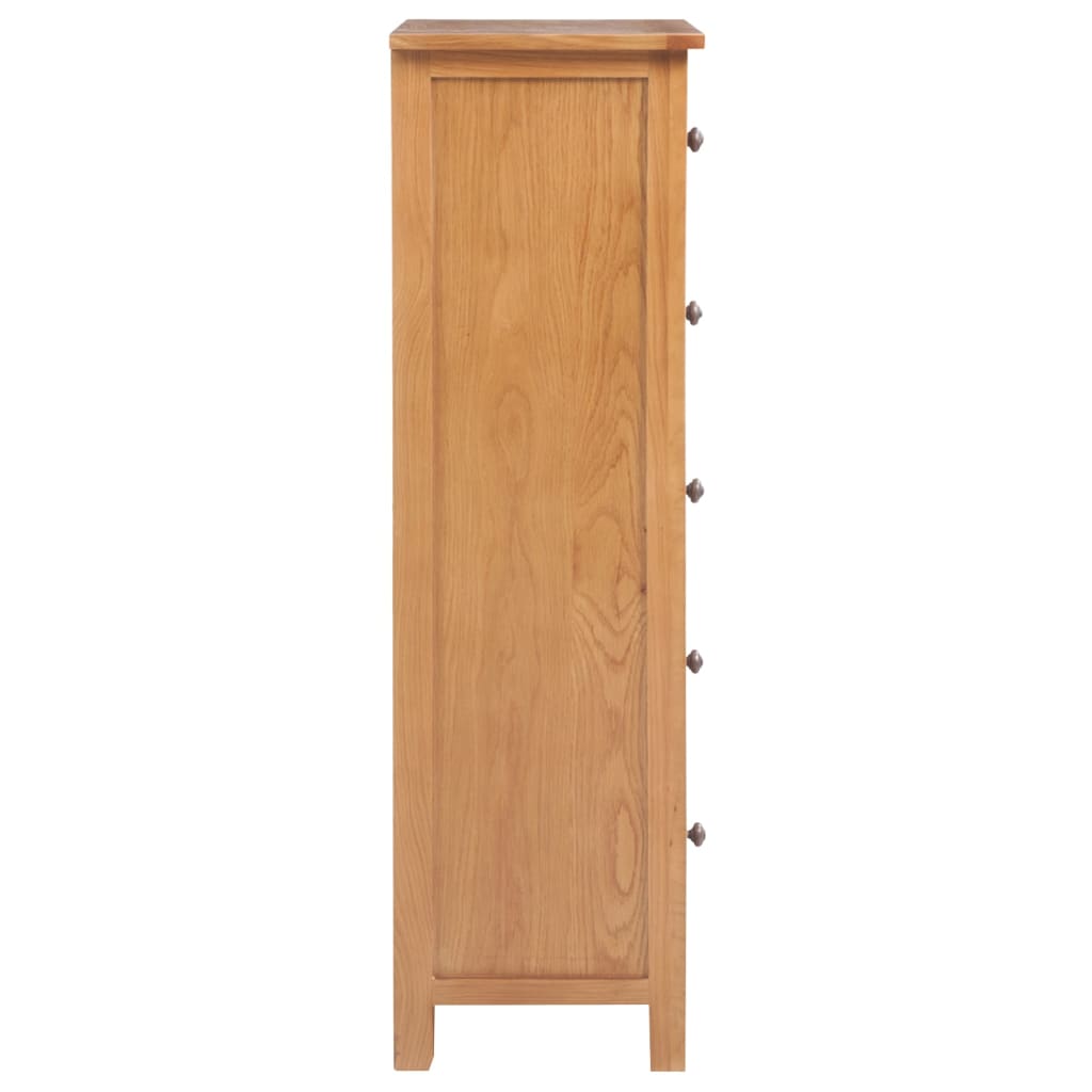 Tall Dresser with Drawers 45 x 32 x 110 cm Solid Oak Wood
