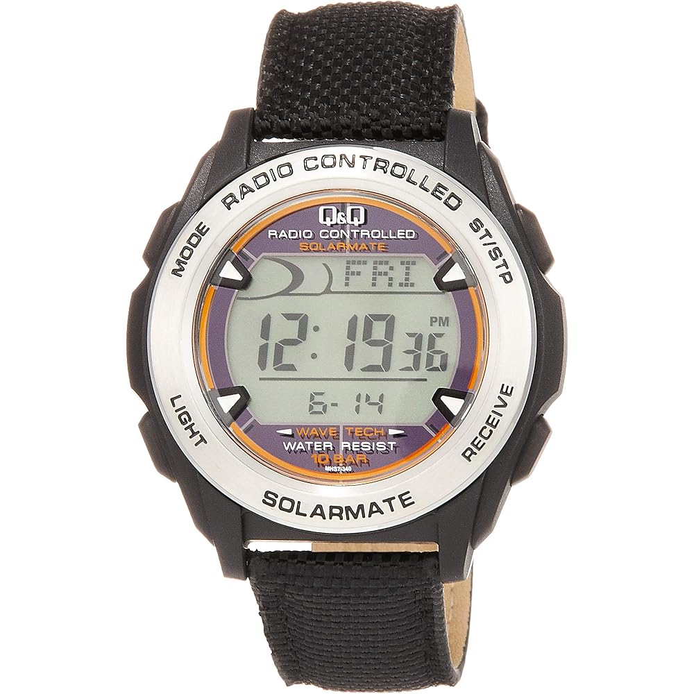 [Citizen Q&Q] Digital Watch, Radio-Controlled, Solar-Powered, Water-Resistant, Date Display, Leat...