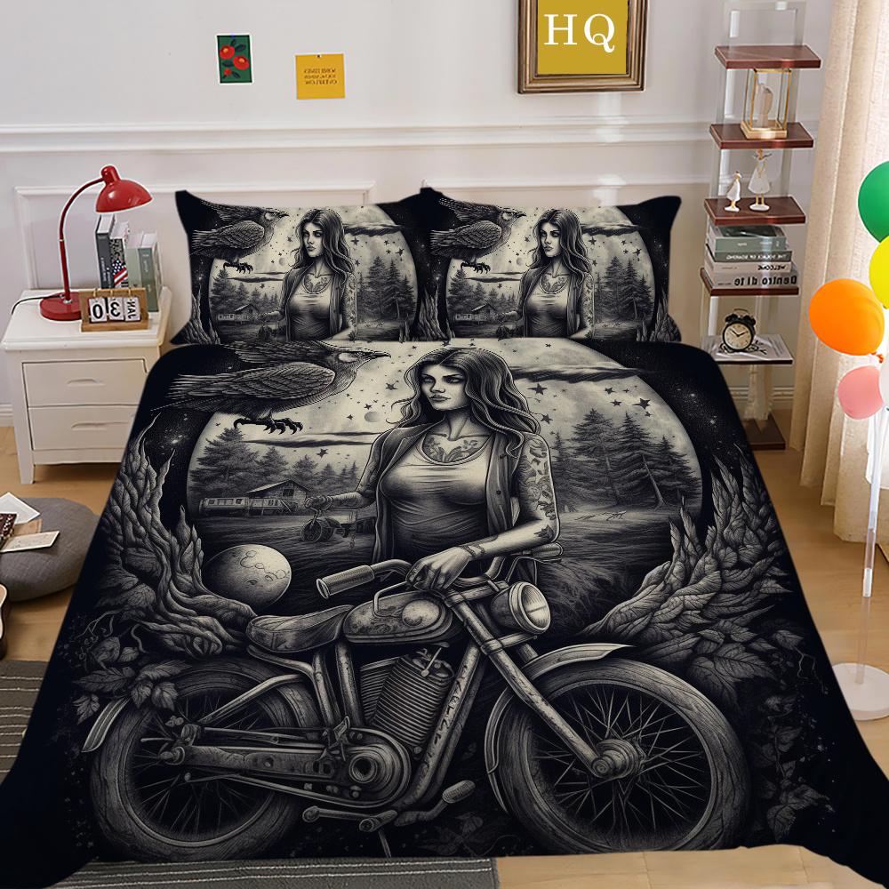 Beauty Skull bedrucktes Trösterbezug-Set, Doppelbettgröße, Mikrofaser-Tagesdecken, modische, hochwertige Heimtextilien