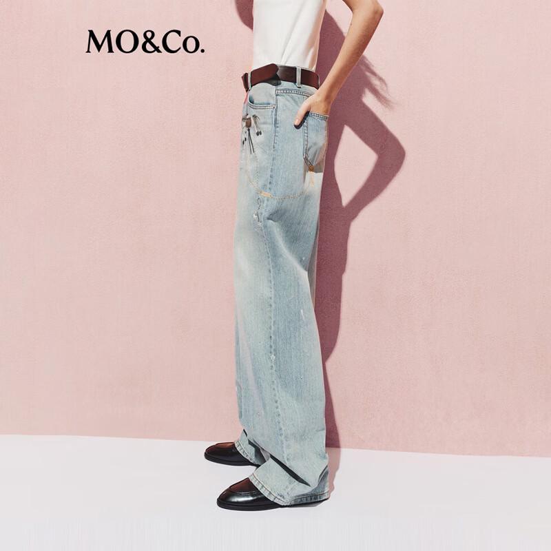 MO&Co. Women's Printed Studded Vintage Wash Jeans