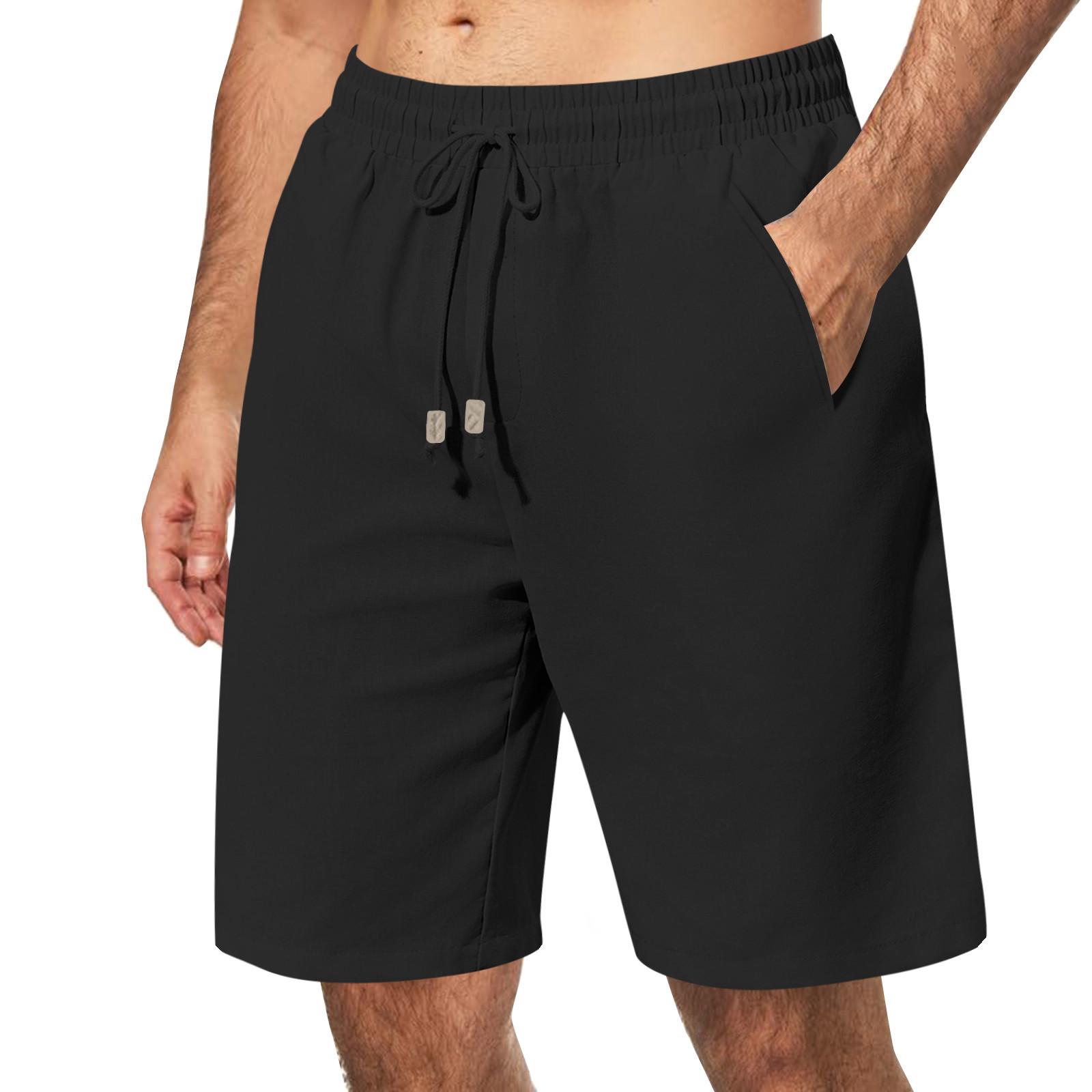 

Мужские шорты повседневные летние пляжные шорты с эластичной талией на шнурке и карманом шорты для отпуска XXL чёрный