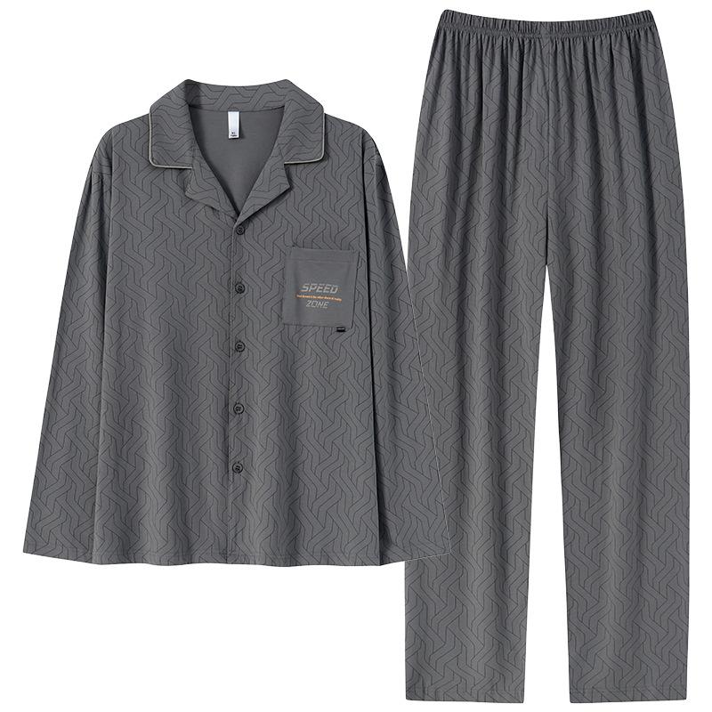 Men's Pajamas Men's Autumn 1011 New Modal Cotton Long-sleeved Large Size Fashion Simple Loungewear Autumn and Winter
