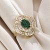 Exquisite Gorgeous Oval Green Cubic Zirconia Ring for Women Elegant Lady’s Wedding Anniversary Party Flower Ring Fashion Jewelry