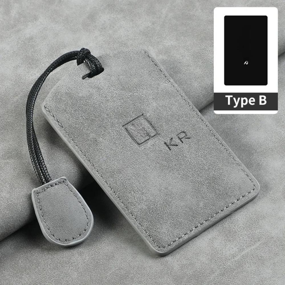 Leather Car Smart Card Slice Remote Key Bag Protective Shell Buckle for ZEEKR 001 009 007 X Accessories
