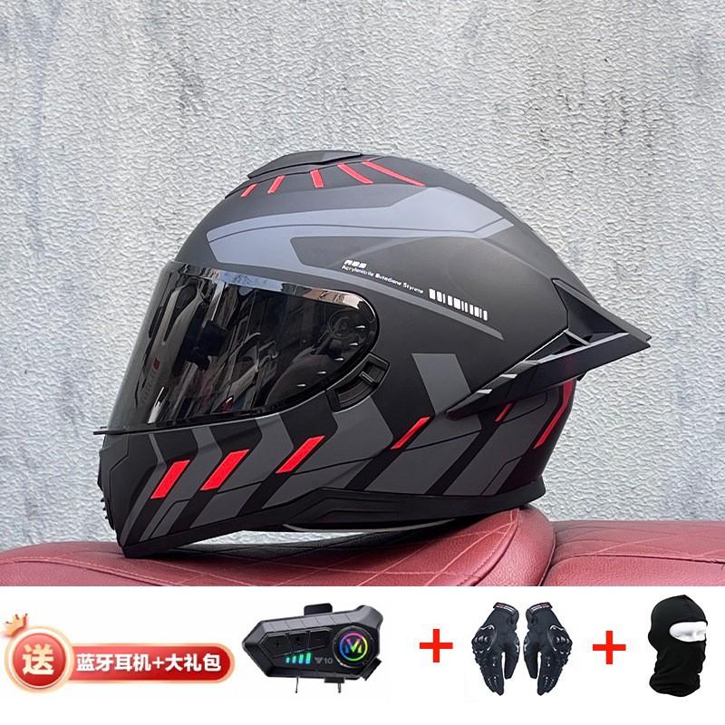 Full Face Motorcycle Helmet With External Bluetooth Module Men Women Large Rear Wing Sport Style DOT Approved