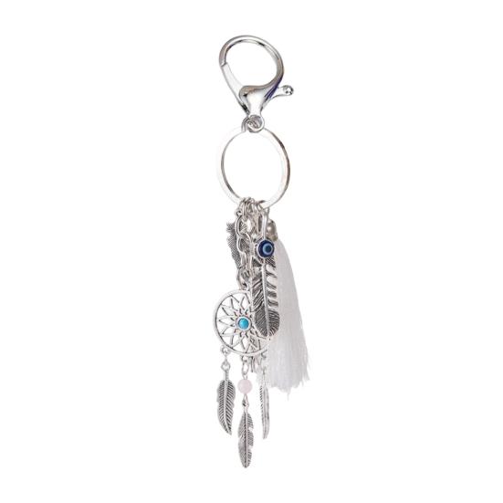 Keychain Dream catcher Feathers Tassels Faux Crystals Charm Bohemian Style Keyring with Lobster Clasp Bags Car Accessories