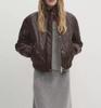 Quilted Brown Handmade Women Soft Leather Jacket Bomber Genuine Lambskin Biker